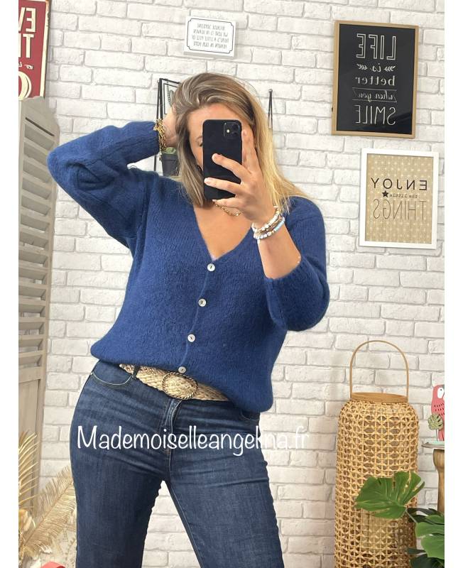 Gilet Bleu En Laine Et Mohair Fabriqu En Italie Exp Dition En H