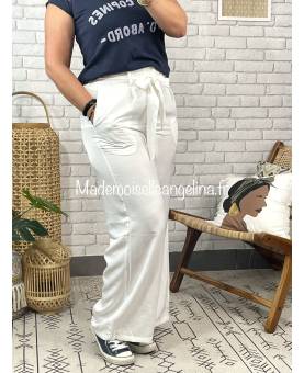 - PANTALON LARGE COUPE WIDE LEG BLANC. made in italy