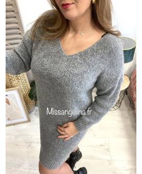 robe pull en laine grise made in italy