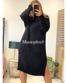 ROBE PULL COL ROULE NOIR MAD EIN ITALY