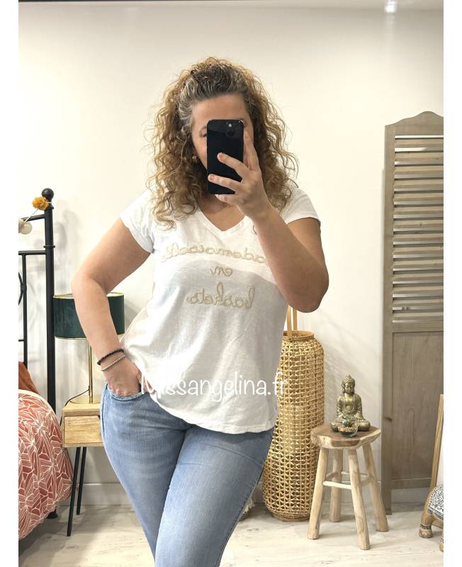 Tee-shirt manches courtes blanc en coton | 3 SUISSES