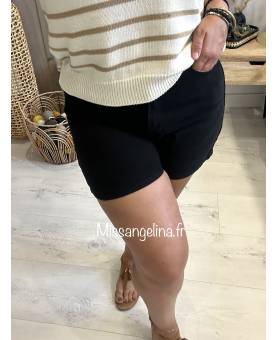 SHORT EN JEANS NOIR TAILLE HAUTE AVEC VRAIES POCHES MADE IN ITALY