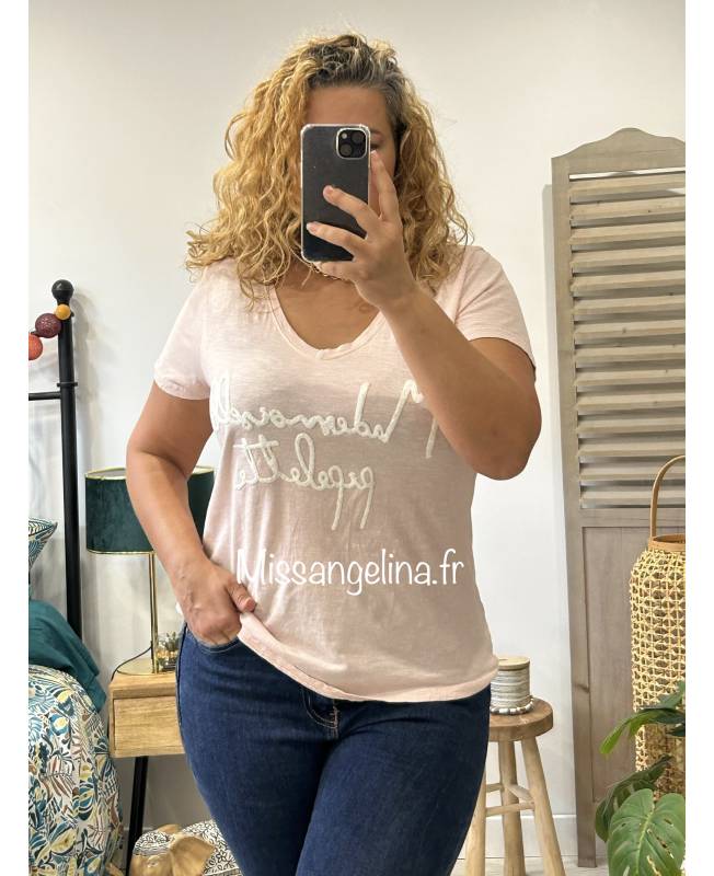 Tee-shirt Victoria's Secret Paillettes Rose, Col Rond, Manche Courte - Neuf Avec étiquette (Bling)