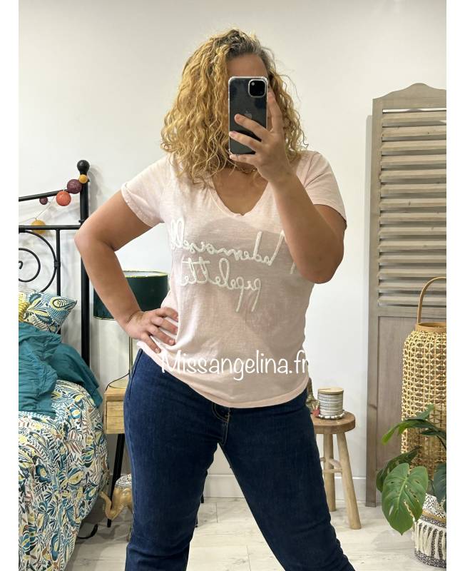 T-shirt Victoria's Secret ROSE Bling Raglan avec paillettes