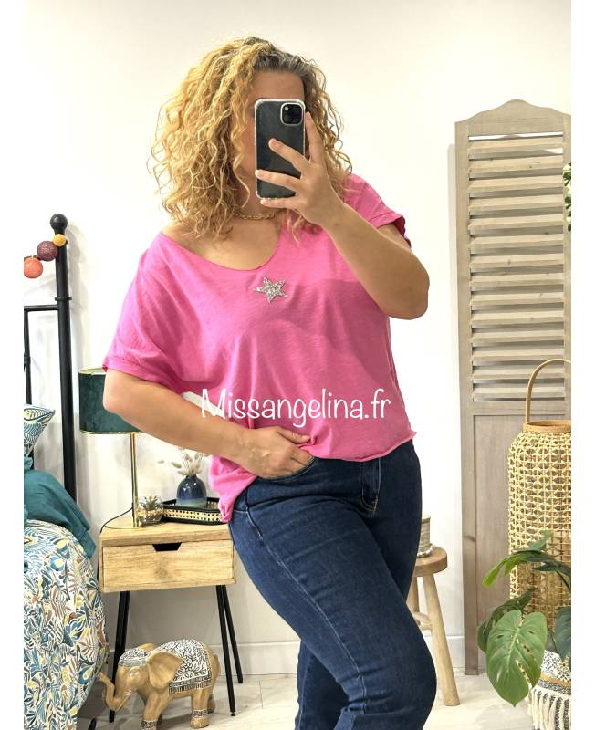 tee shirt rose fushia
