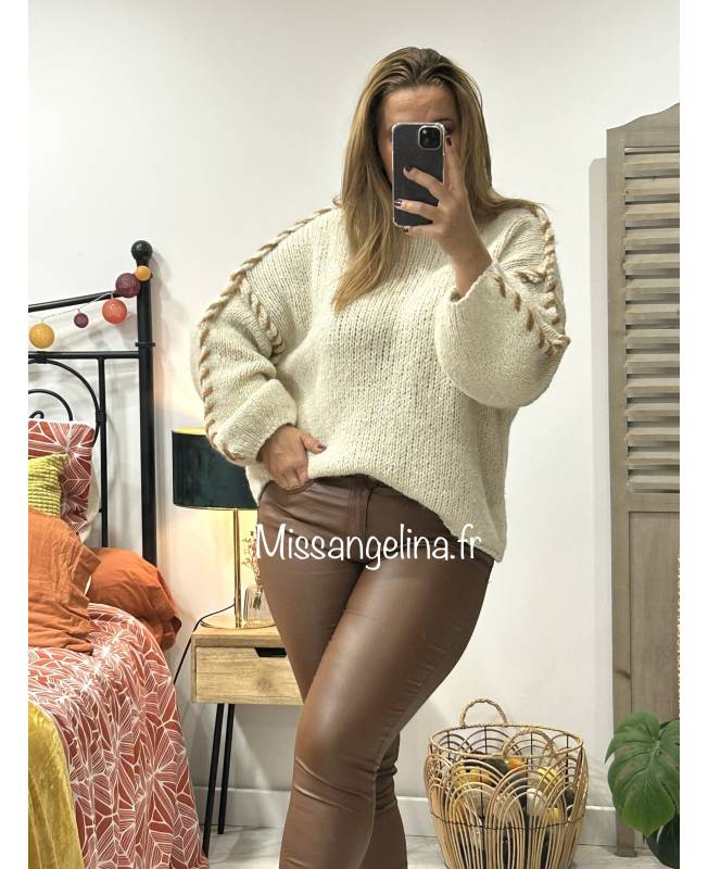 Pull en maille surpiqûres natural melange Vila | La Redoute
