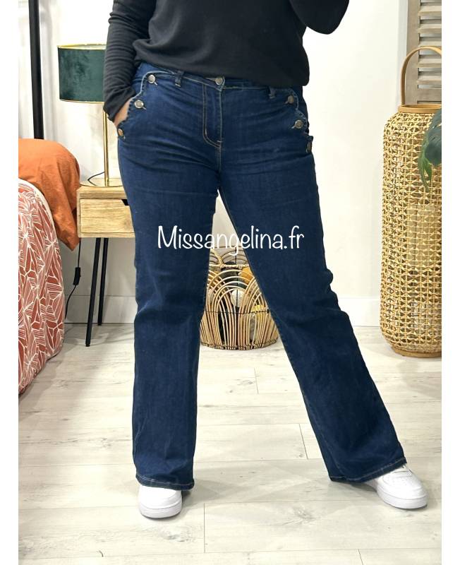 jeans large avec des boutons sur les poches