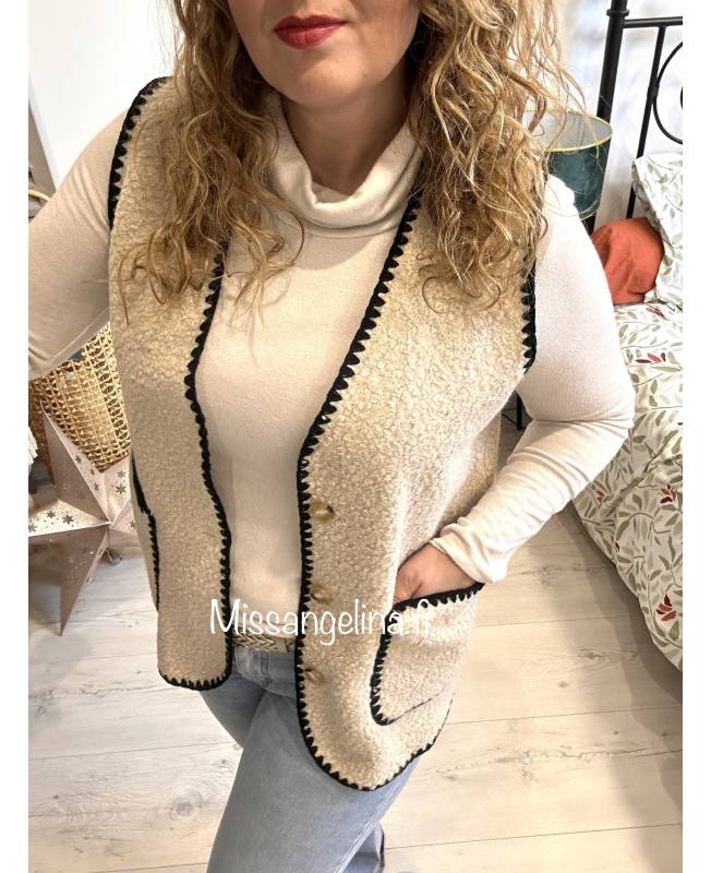 Veste Gilet Peluche Moumoute Sans Manches Marron Chocolat – Le Petit Placard