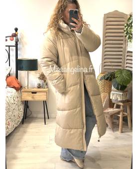 doudoune longue oversize beige