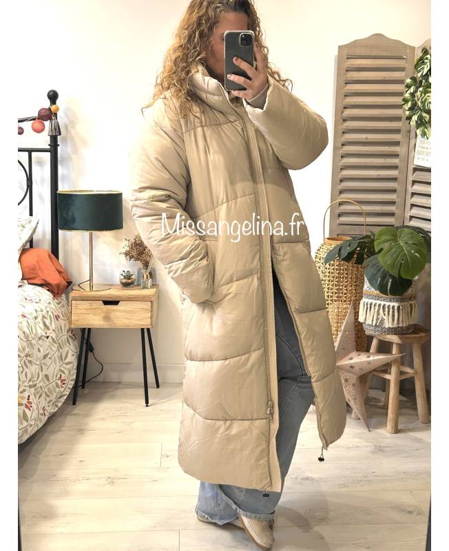 doudoune longue oversize beige