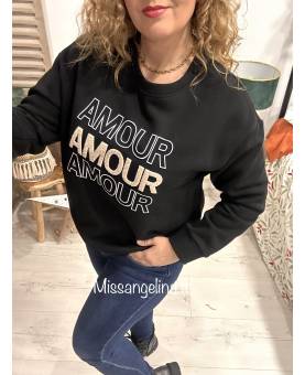SWEAT AMOUR AMOUR AMOUR NOIR MADE IN ITALY