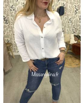 chemise oversize en gaze de coton blanche