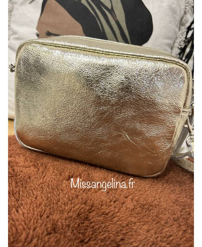 sac rectangle en cuirdoré fabriqué en italie