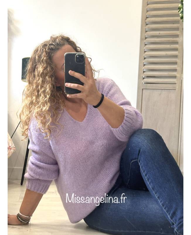 pull en kid mohair mauve made in italy