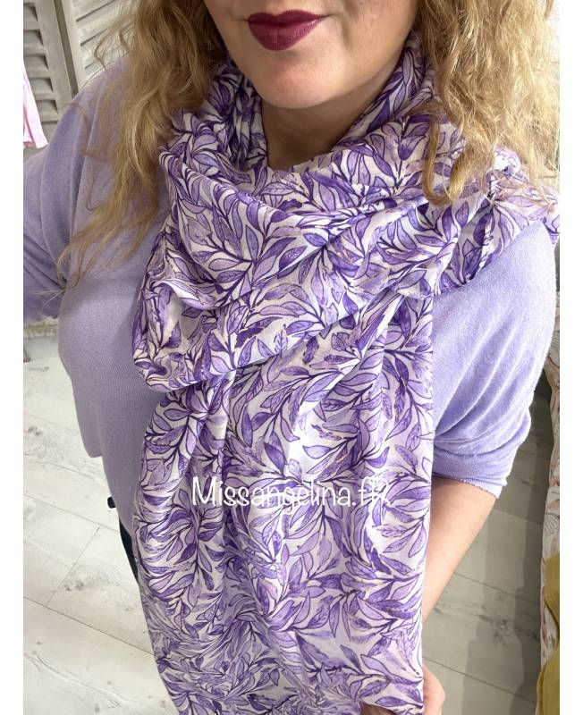 foulard violet et mauve en coton et vicose