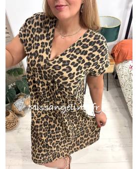 ROBE EN GAZE DE COTON LEOPARD