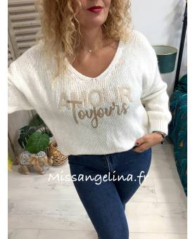 amour toujours pull en maille blanc