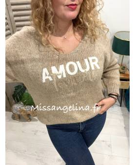 pull amour toujours camel en maille