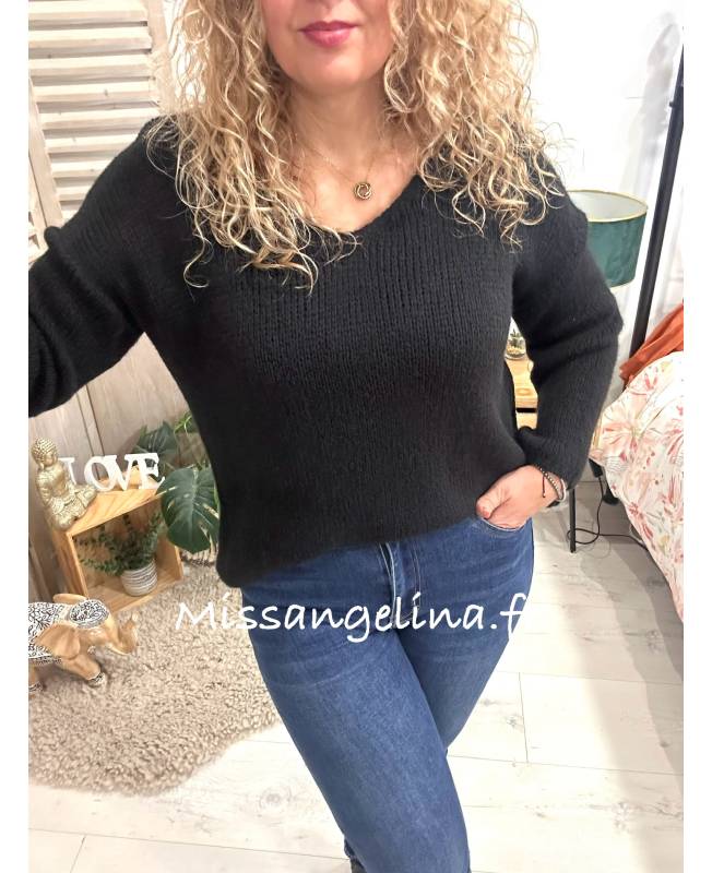 PULL EN GROSSES MAILLES NOIRES