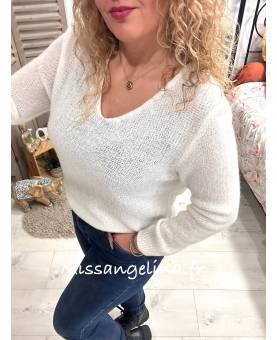 pull tout doux blanc en kid alpaga