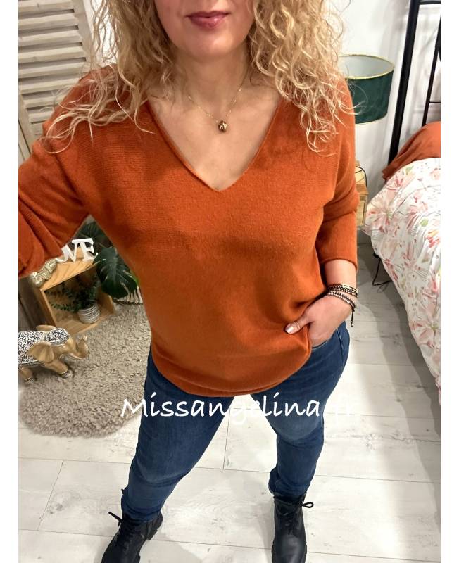 pull gabin rouille en jersey