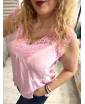 t-shirt dentelle et satin rose