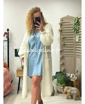 ROBE CHEMISE EN LYOCEL BLEU CIEL