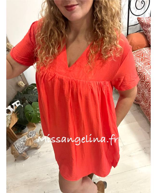 robe courte corail avec short intégré