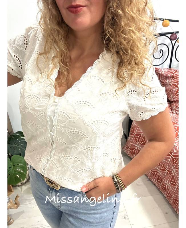 blouse en dentelle et crochet blanche blouse en dentelle et crochet blanche