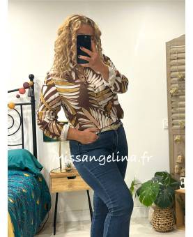 CHEMISE FEUILLE MOUTARDE -...