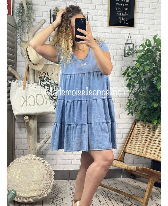 Robe Giulia Grace 100% coton BION - Bleu main image 1