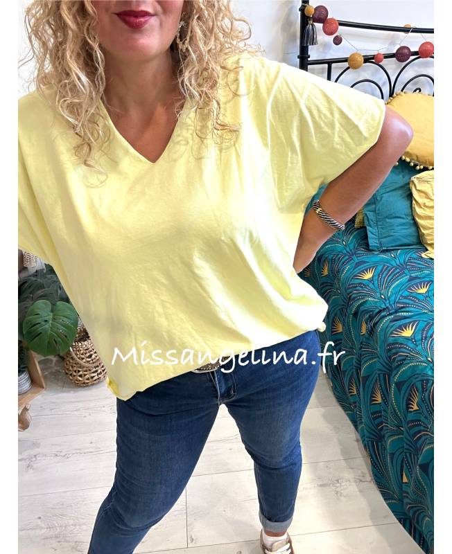 t-shirt jaune oversize made in italy