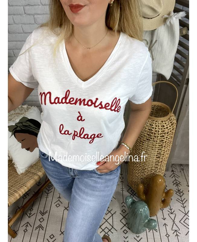 mademoselle à la plage t-shirt en coton made in Italy