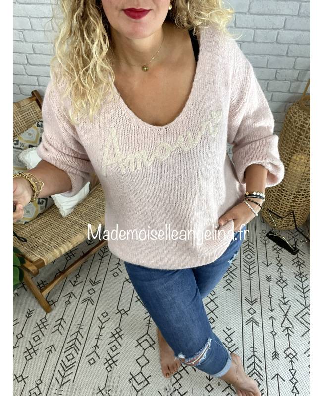 pull oversize amour rose