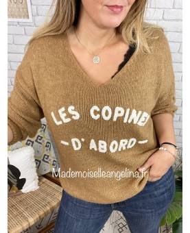 pull en maille les copines d'abord camel made in italy