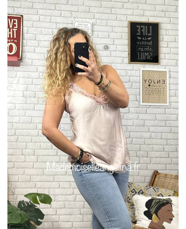 Débardeur Damart Thermolactyl Degré 2 Avec Dentelle – Couleur Pétale (rose Pâle) – Neuf Taille 2XL