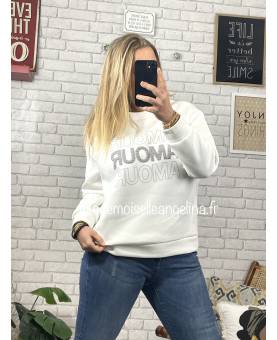 pull sweat blanc amour amour amour gris made in italy