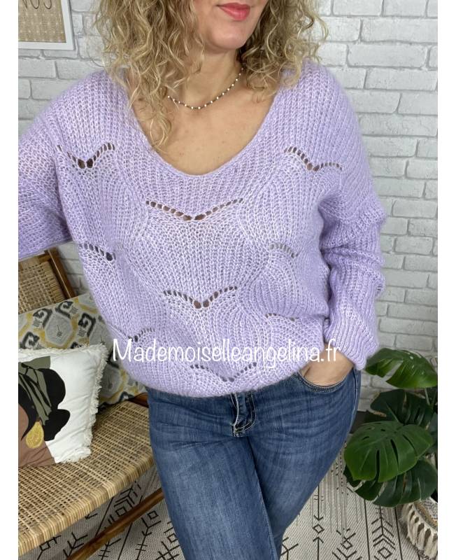 Gilet Douillet En Maille Ajourée Au Design Superbe. - Bois De Rose