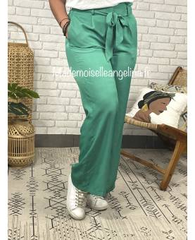 pantalon wide leg vert brésil reglable ceinture made in italy