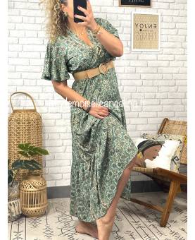 robe longue motif cachemir cache coeur vert bresil made in india
