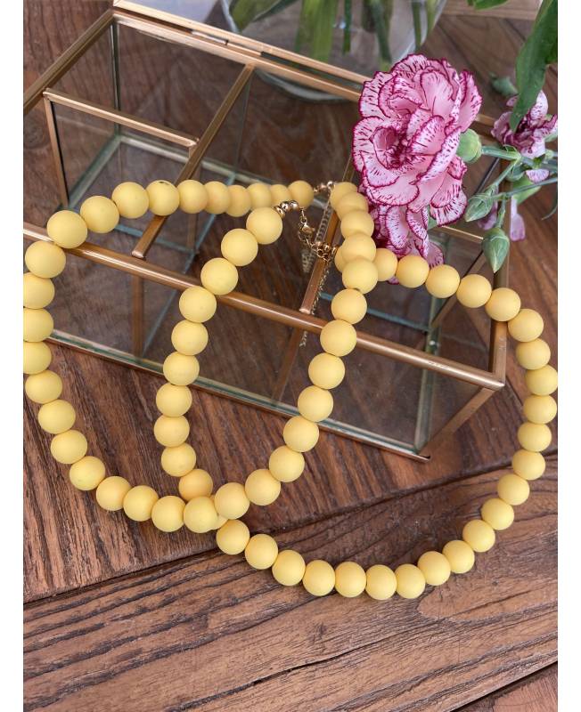 collier perle matte boule jaune