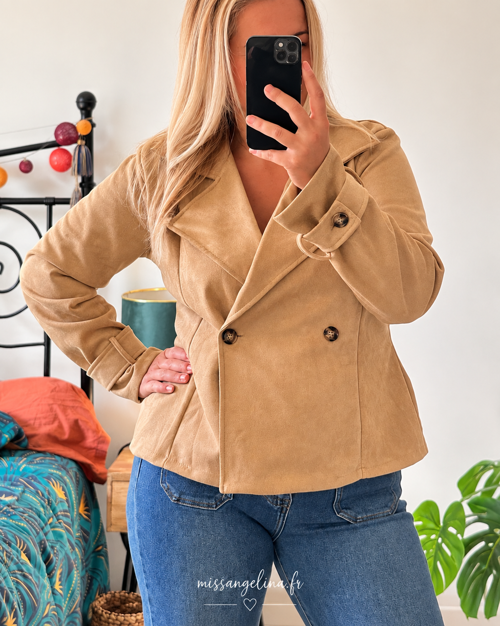 TRENCH COURT EN SUEDINE - BEIGE