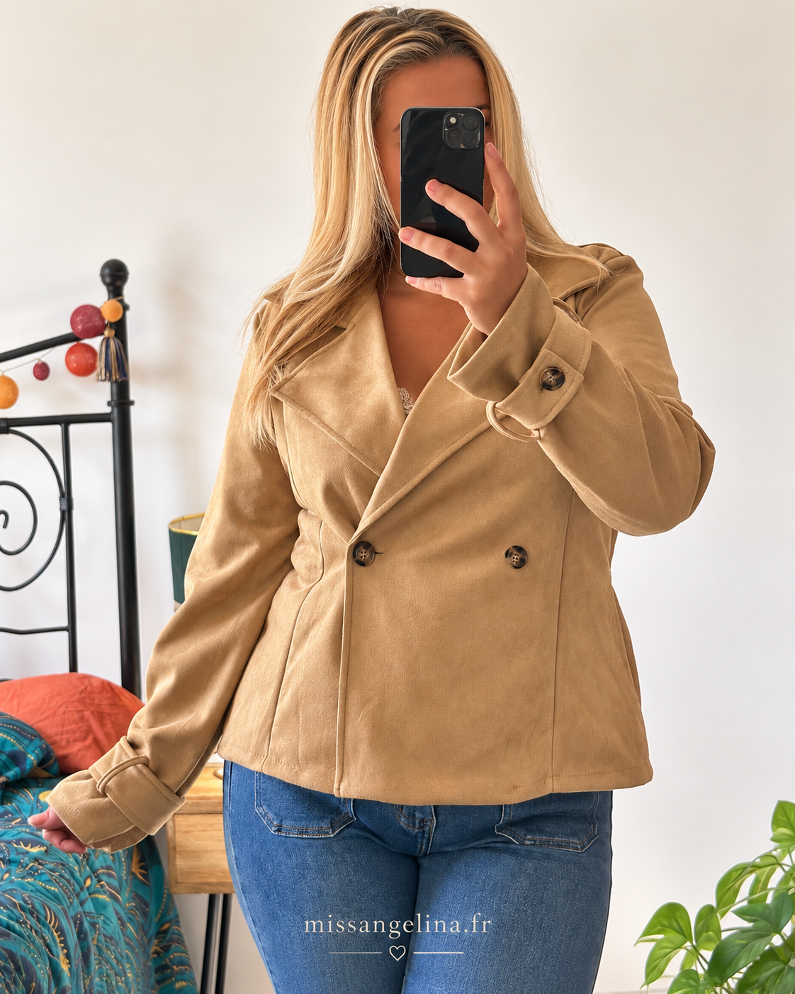 TRENCH COURT EN SUEDINE - BEIGE