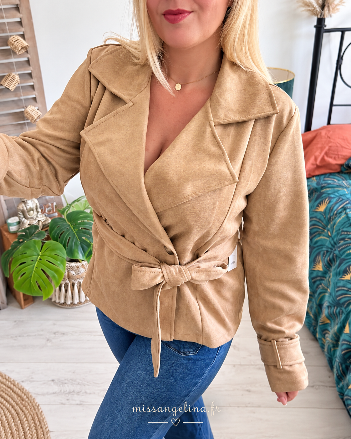 TRENCH COURT EN SUEDINE - BEIGE