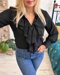 Chemise noire à volants – Taille unique