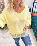 pull oversize jaune avec dentelle made in italy