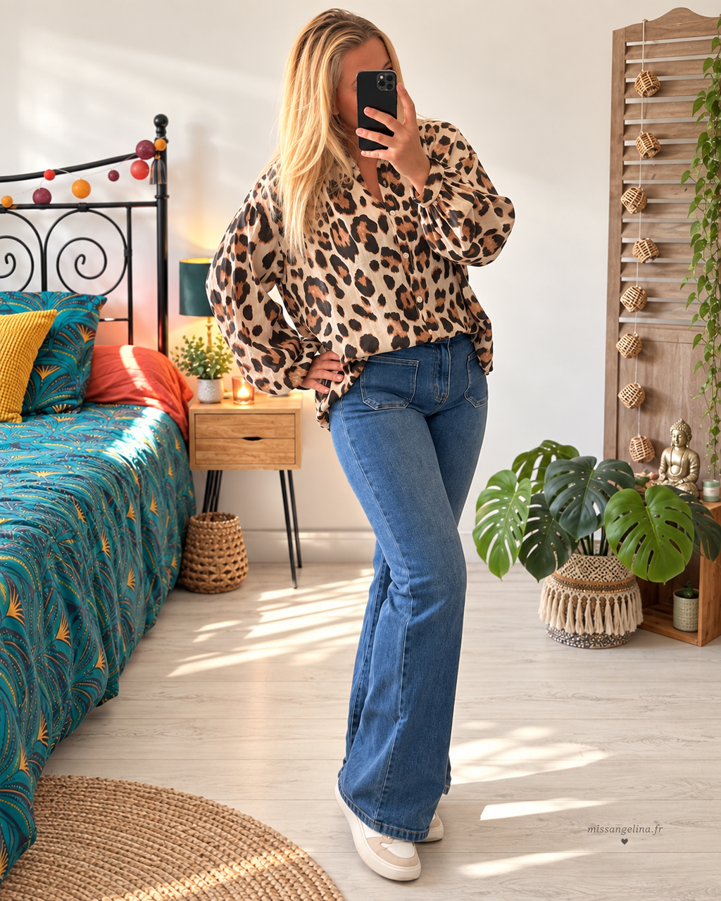 Chemise oversize léopard en voile de coton – Taille unique