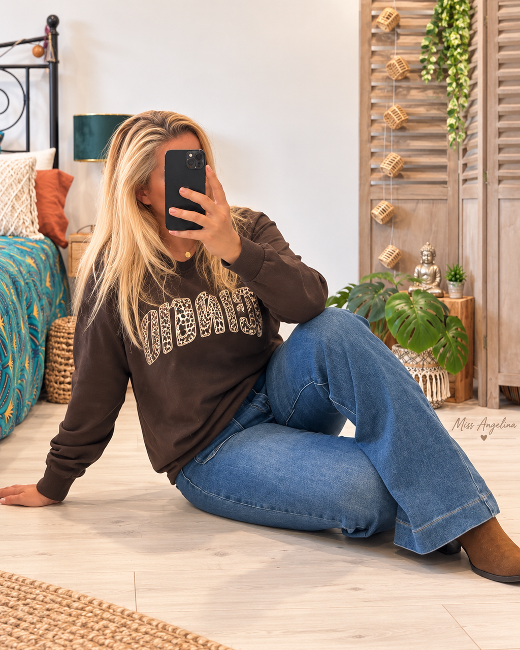 Sweat chocolat ICONIC  léopard  – Taille unique
