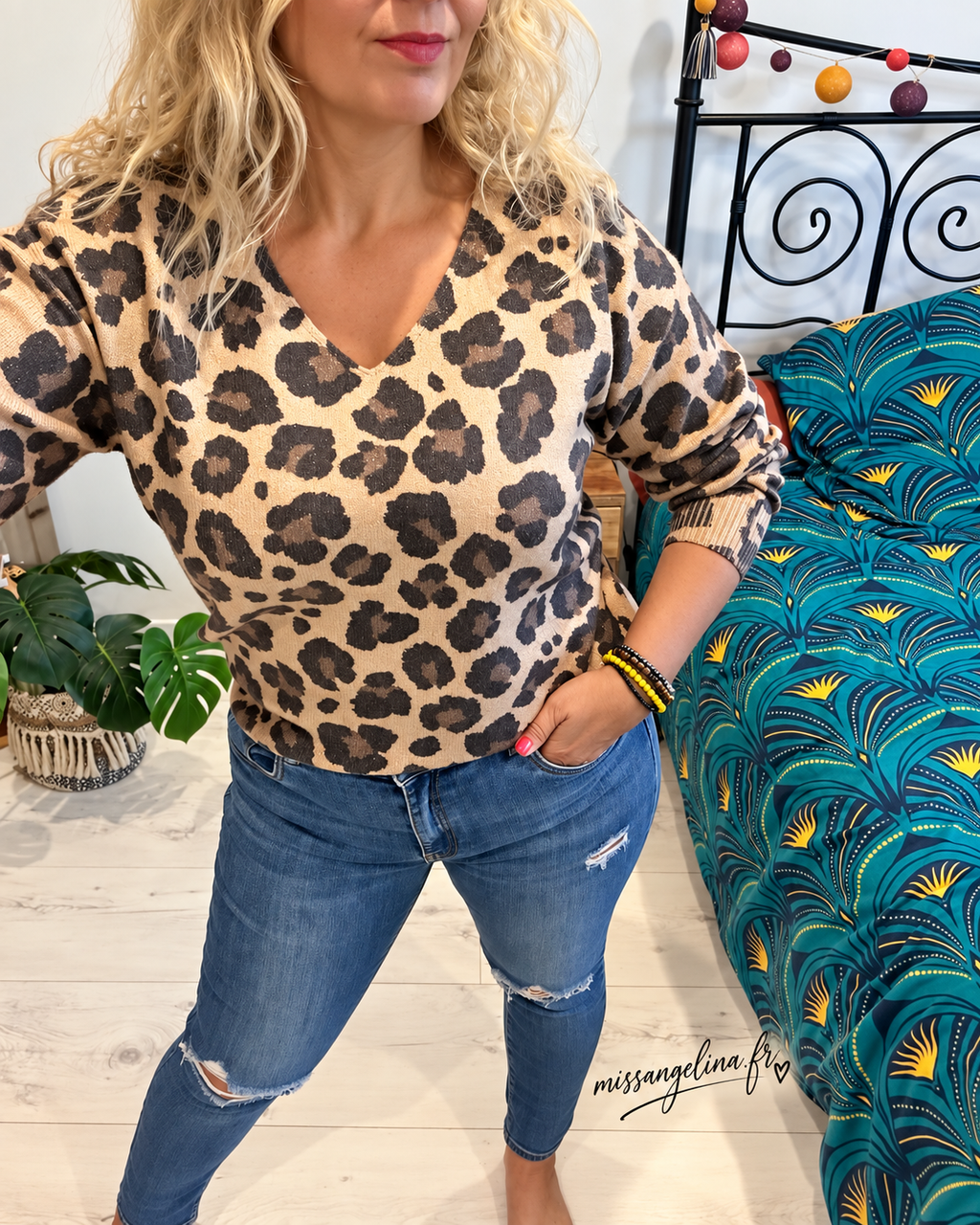 pull imprilé léopard camel noir maronn et doré
