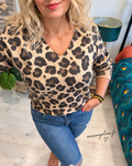 pull loose col V a motif léopard